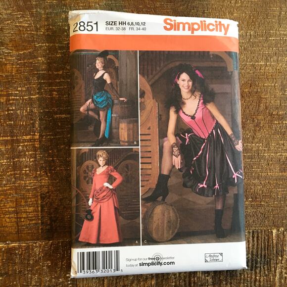 Simplicity Sewing Pattern 2851 Misses Costume Saloon Wild West Dress 6-12 UNCUT - Picture 1 of 2